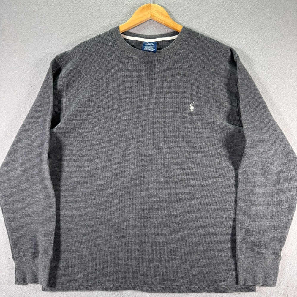Polo Ralph Lauren Sleepwear Knit Long Sleeve Shirt Mens 2XL Gray Vintage Pony